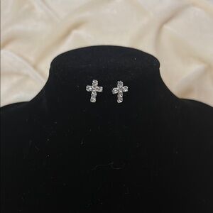 Rhinestone Cross Shaped Stud Earrings